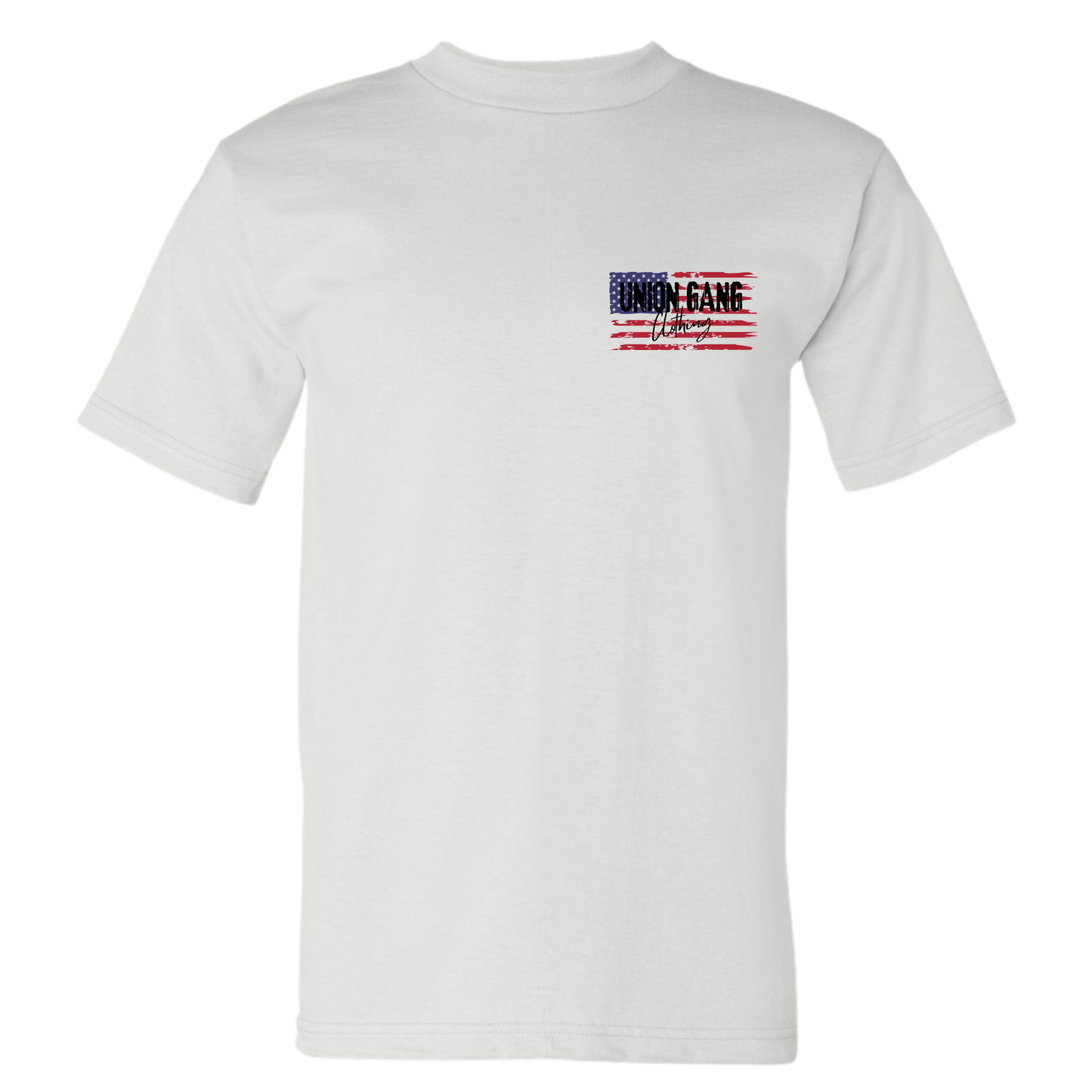 UNION GANG RED WHITE AND BLUE SKULL T-SHIRT