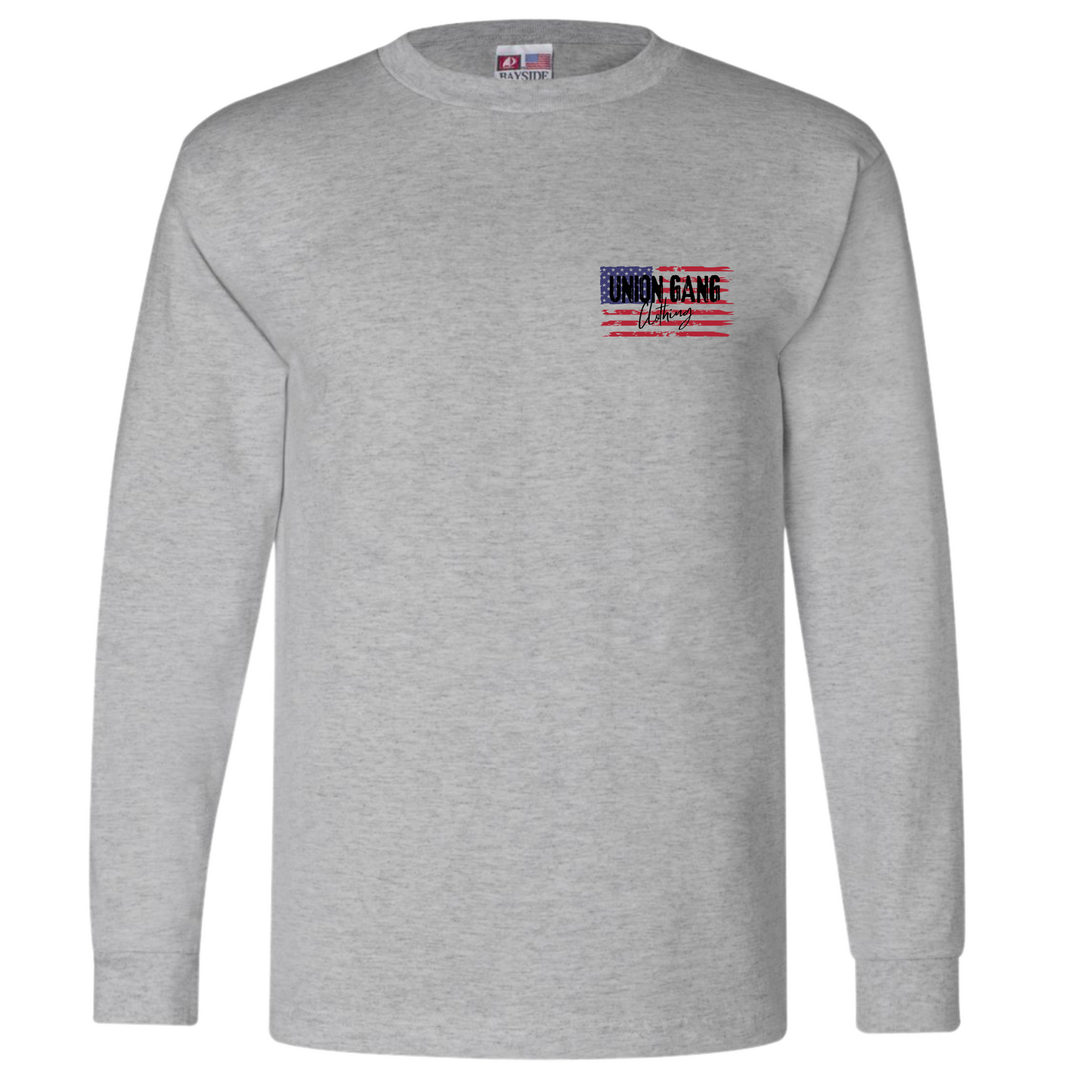RED WHITE AND BLUE SKULL LONG SLEEVE T-SHIRT