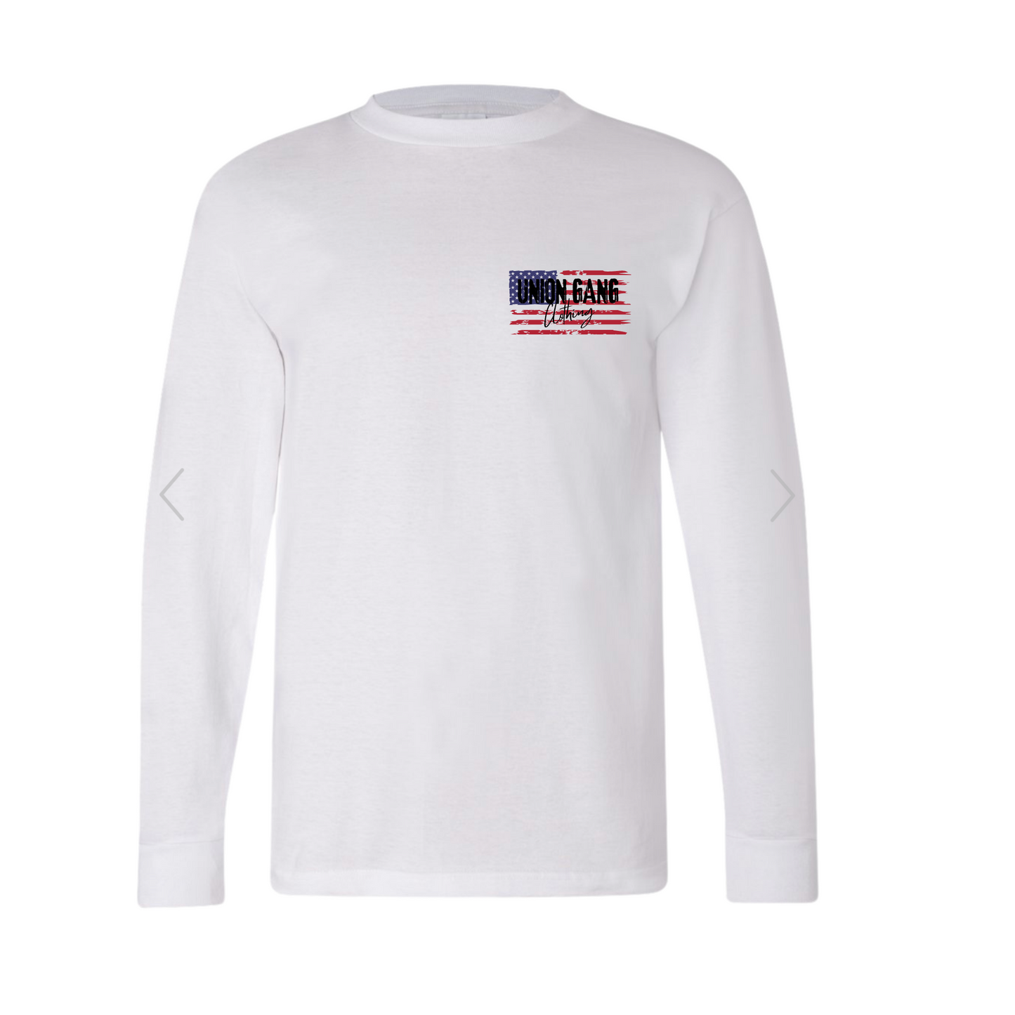 RED WHITE AND BLUE SKULL LONG SLEEVE T-SHIRT