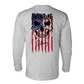 RED WHITE AND BLUE SKULL LONG SLEEVE T-SHIRT
