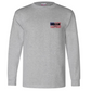 RED WHITE AND BLUE SKULL LONG SLEEVE T-SHIRT