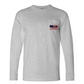 RED WHITE AND BLUE SKULL LOND SLEEVE POCKET T-SHIRT